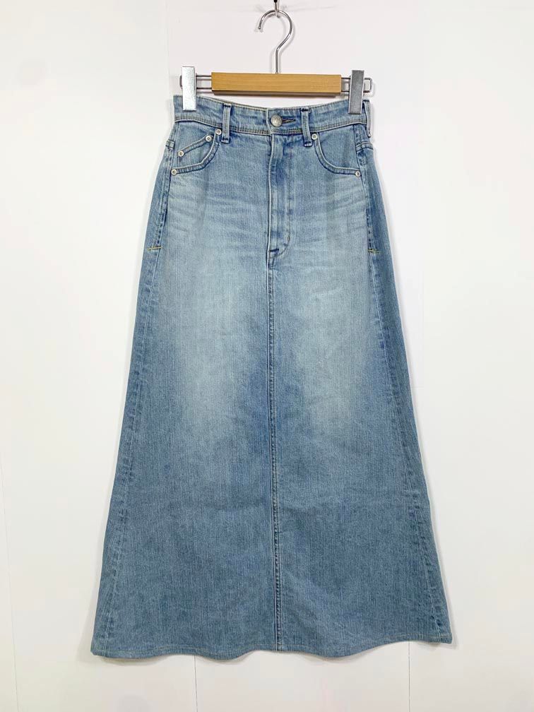 Yanuk ヤヌーク 57133303 デニム Aライン マキシ スカート sizeXS/水色