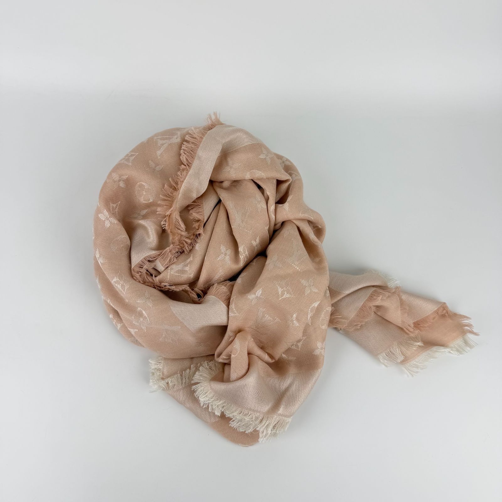 中古】LOUIS VUITTON ルイヴィトン ショール モノグラム M72046 ピンク