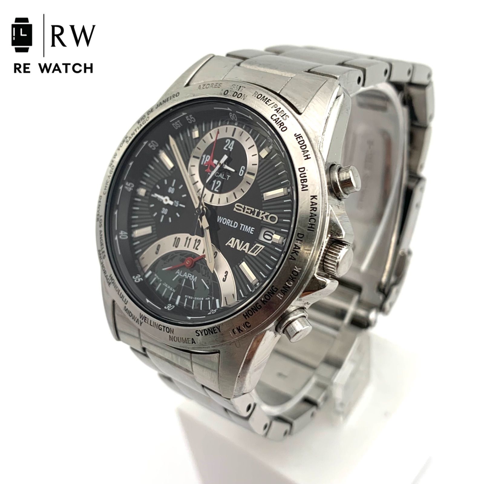 中古】SEIKO ANA-DIGI 5T82-0AJ0 腕時計 ブラック/ ANA セイコー 5T82 
