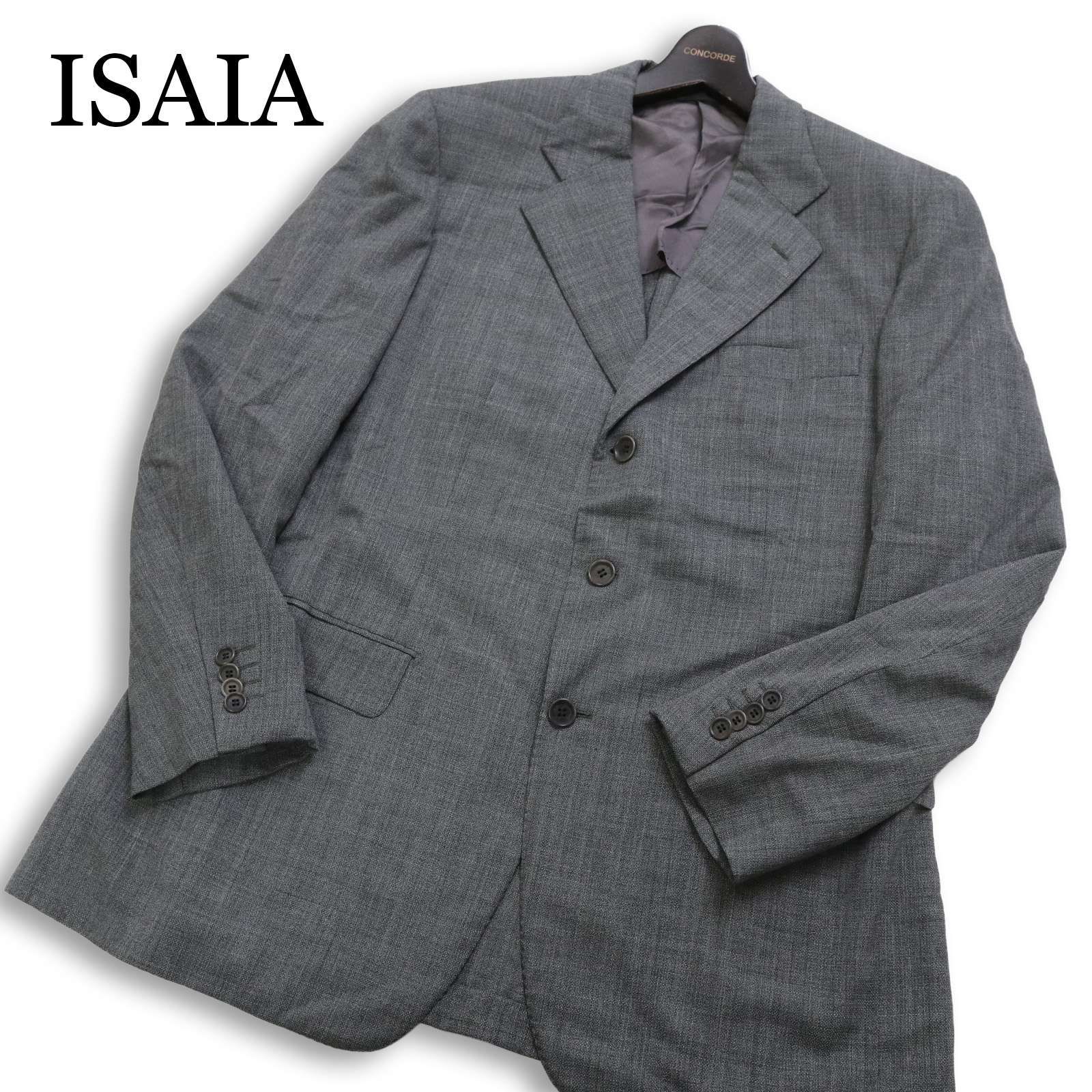 イタリア製☆ ISAIA イザイア 春夏 背抜き ウール100％ 織り柄