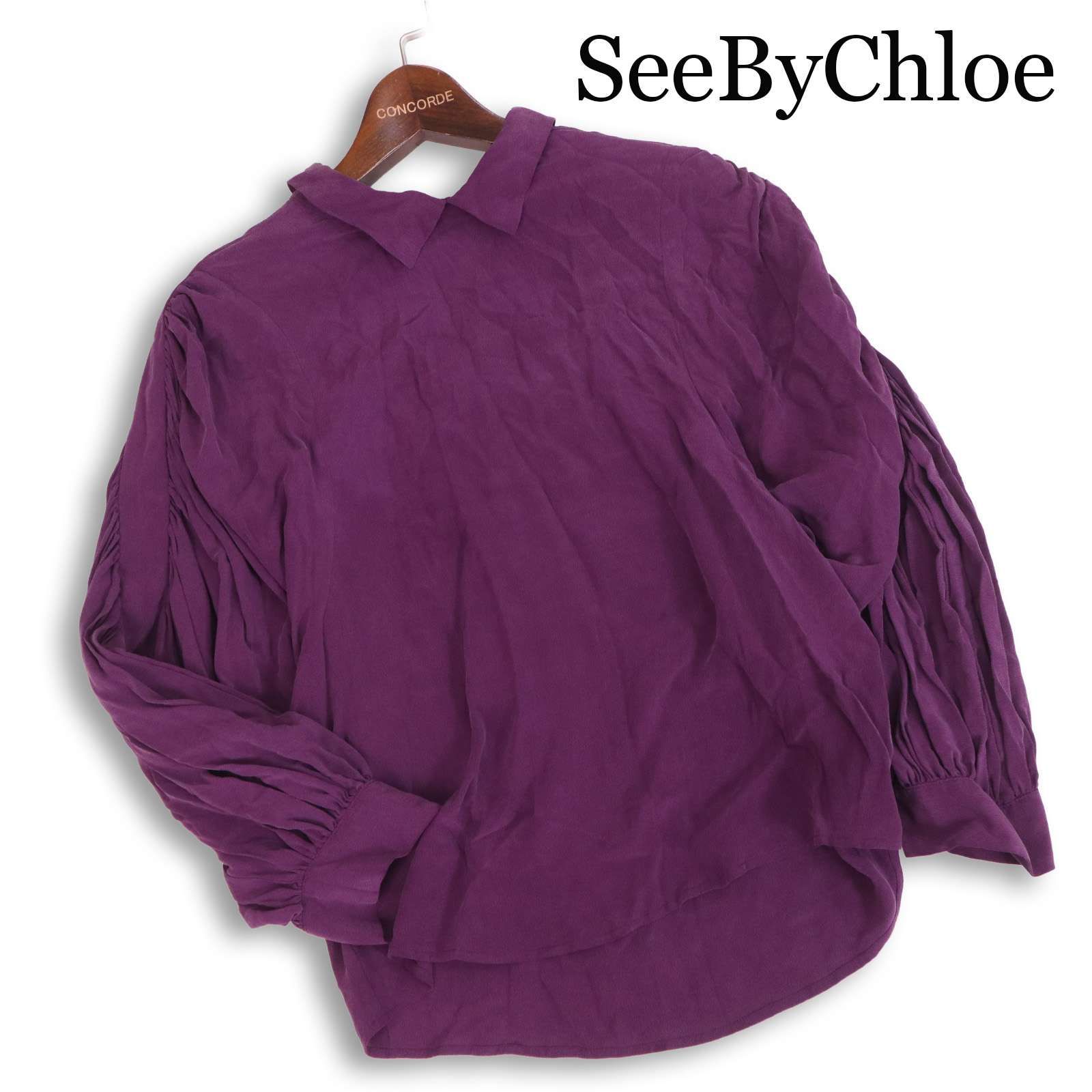 SEE BY CHLOE シーバイクロエ 通年☆ 絹 シルク100% 長袖 ギャザー See 