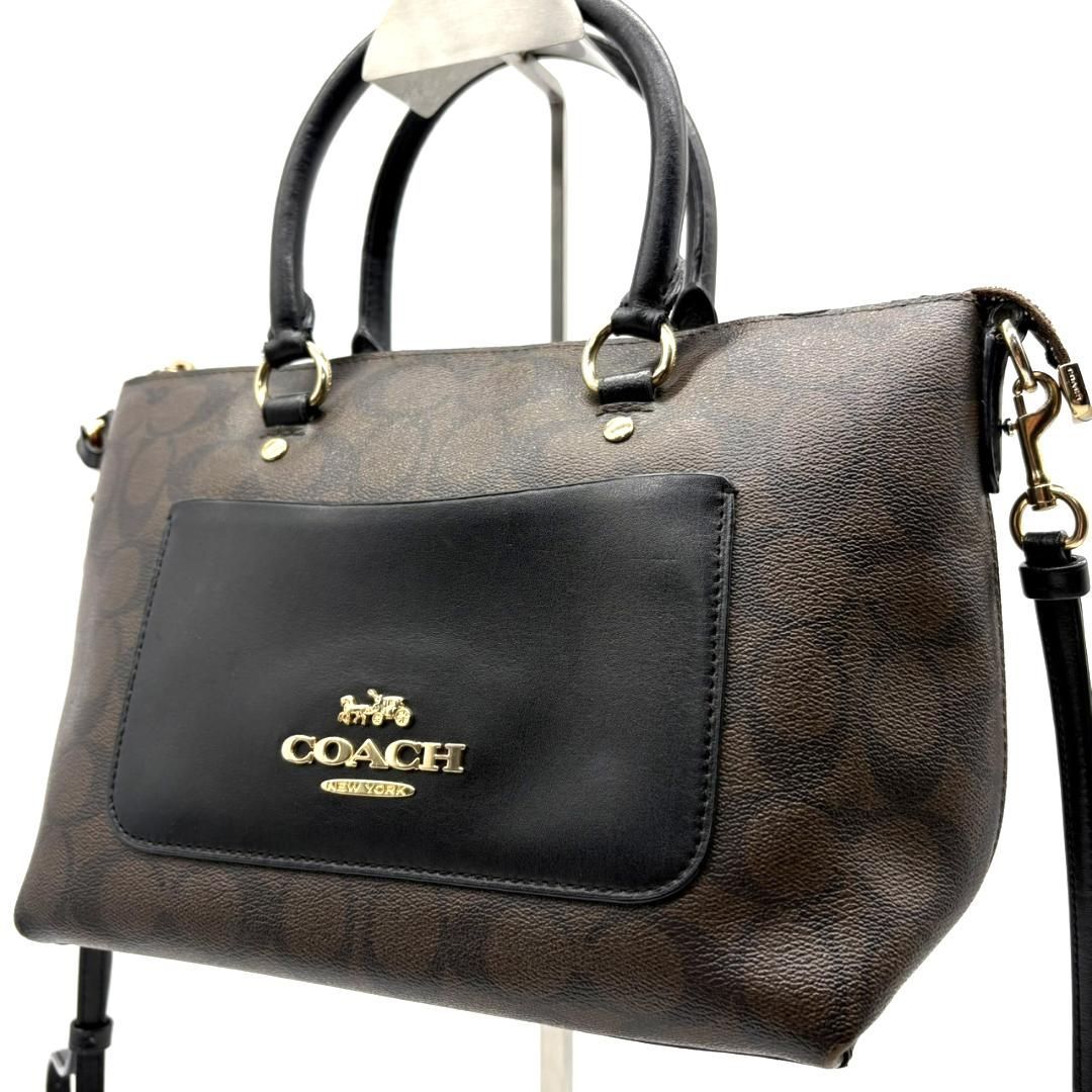 未使用同様 COACH コーチ シグネチャーPVC レザー ハンドバッグ ポーチ