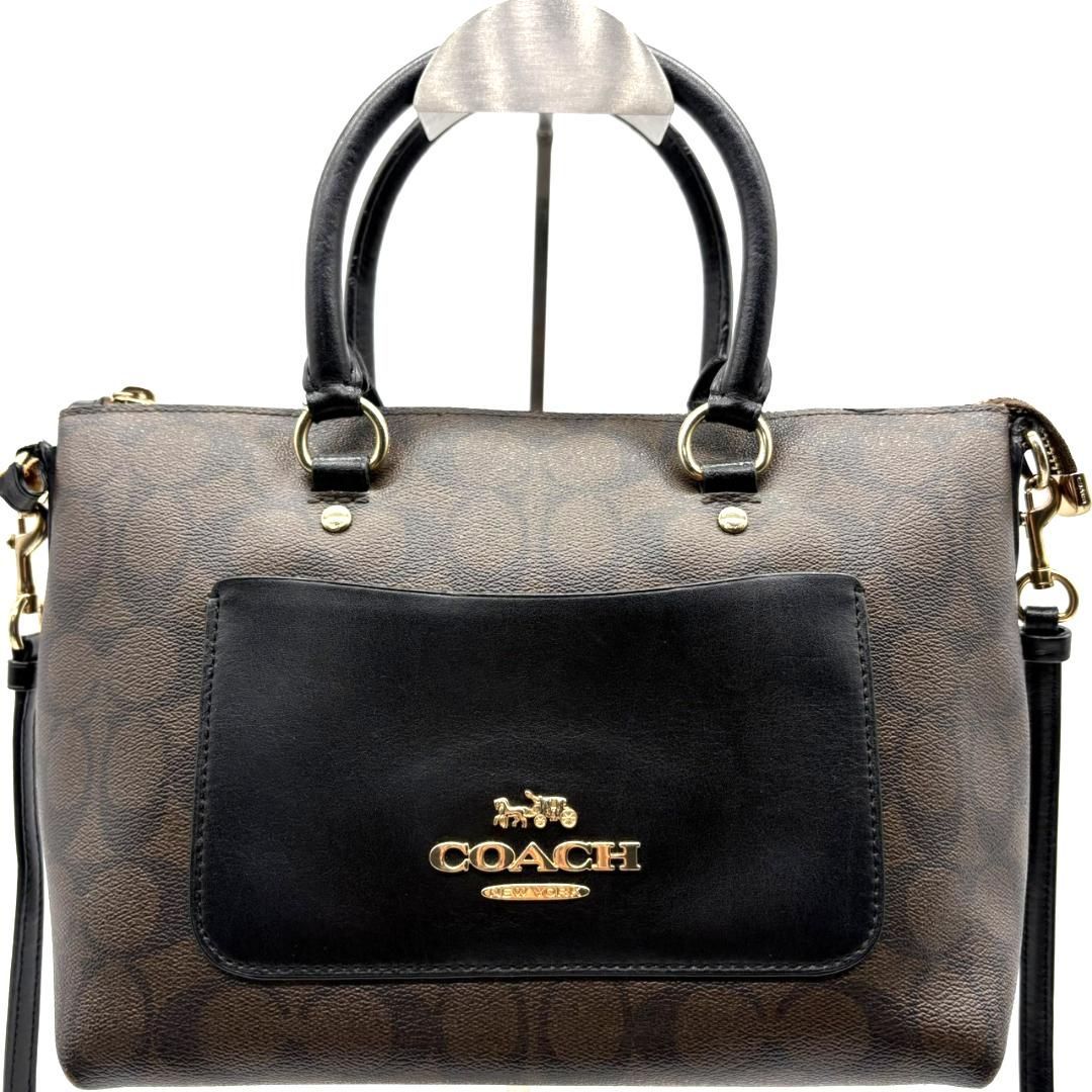 COACH コーチ シグネチャー PVC レザー 2WAYショルダーバッグ トート 