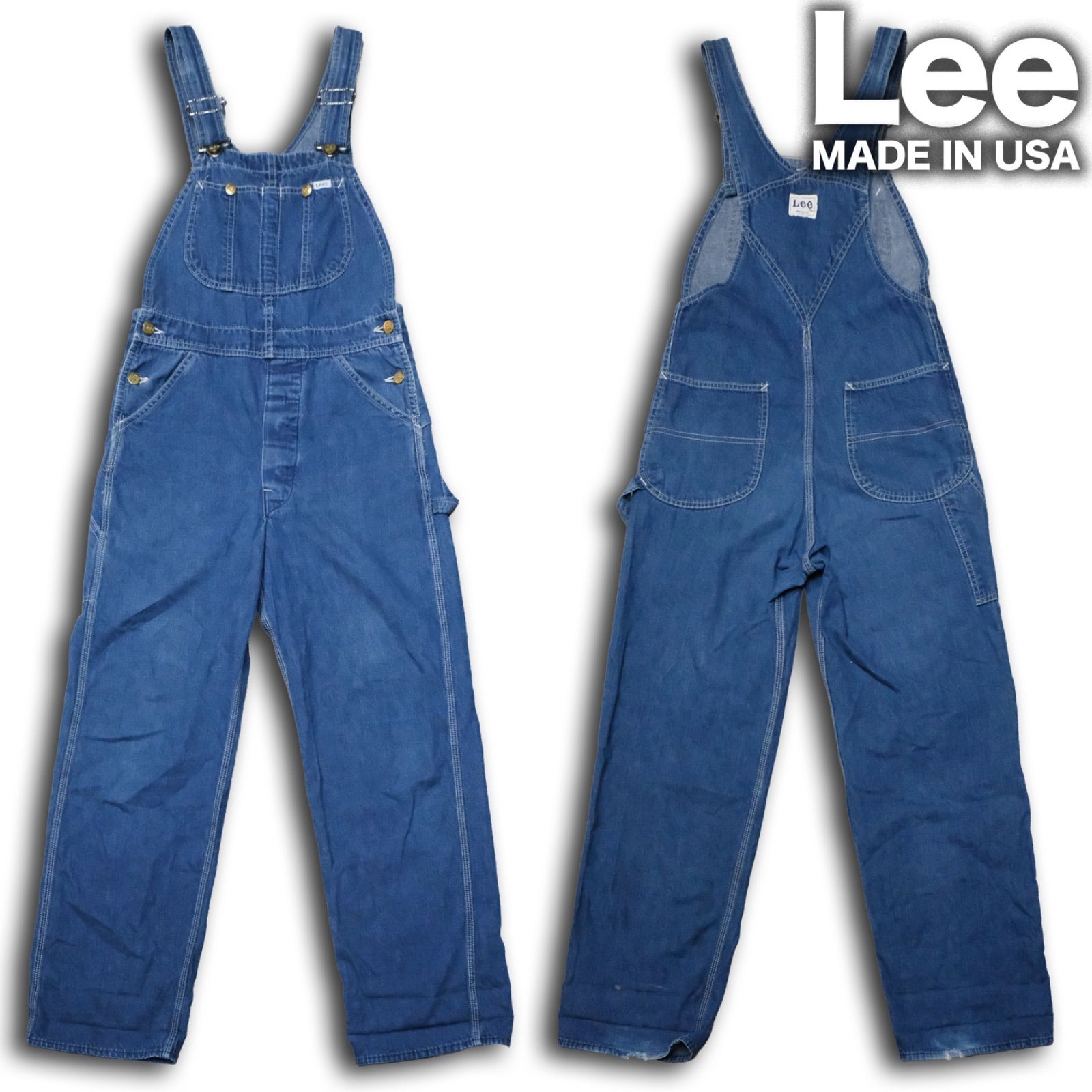 70's/80's USA製 Lee デニムオーバーオール サロペット ウエスト約74cm