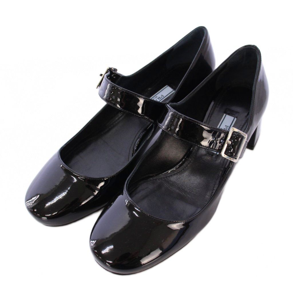 プラダ PRADA メリージェーン ストラップパンプス ラウンドトゥ チャン