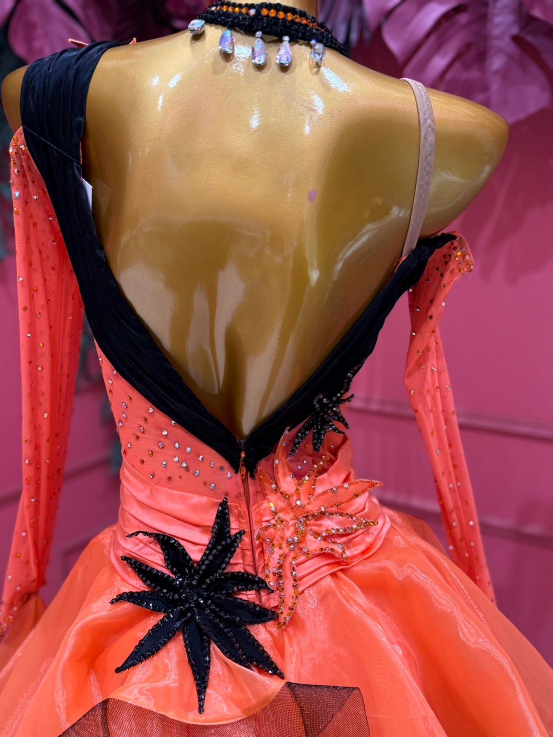 社交ダンス gentil ジャンティ オレンジ×ブラック Mサイズ