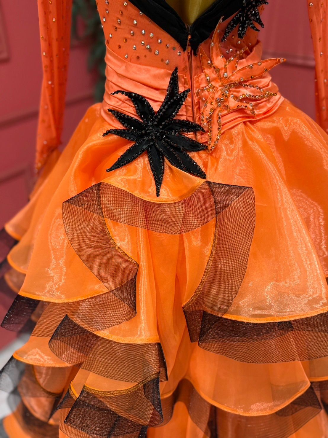 社交ダンス gentil ジャンティ オレンジ×ブラック Mサイズ