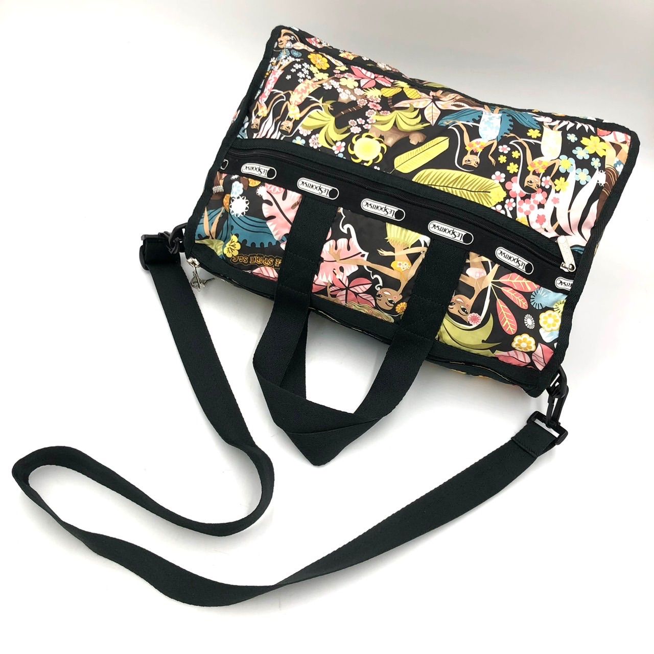 レスポートサック LeSportsac ボストンバッグ 2way ハワイ柄 黒 - メルカリ