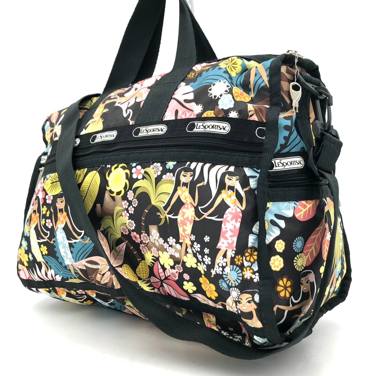 レスポートサック LeSportsac ボストンバッグ 2way ハワイ柄 黒 - メルカリ