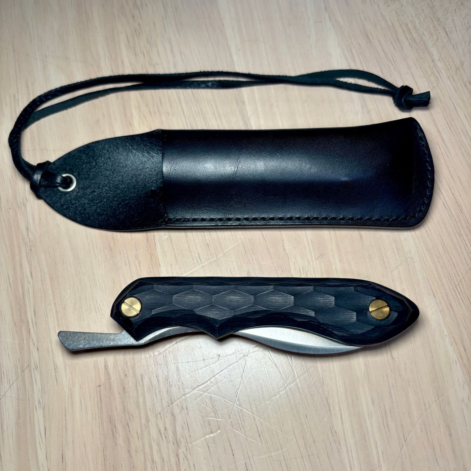 FEDECA 折畳式 料理ナイフ 名栗ブラック