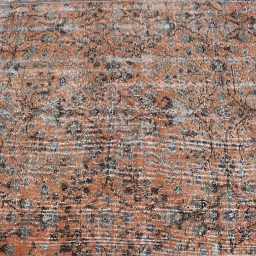 トルコヴィンテージラグ くすみレッド フローラル ダブルフレーム