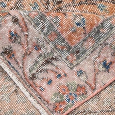 トルコヴィンテージラグ くすみレッド フローラル ダブルフレーム