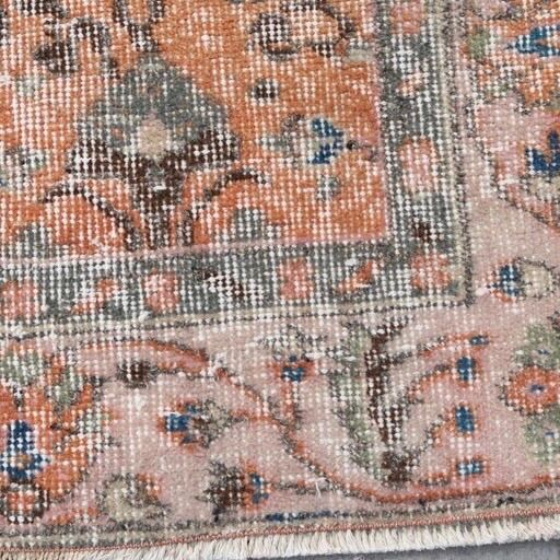 トルコヴィンテージラグ くすみレッド フローラル ダブルフレーム