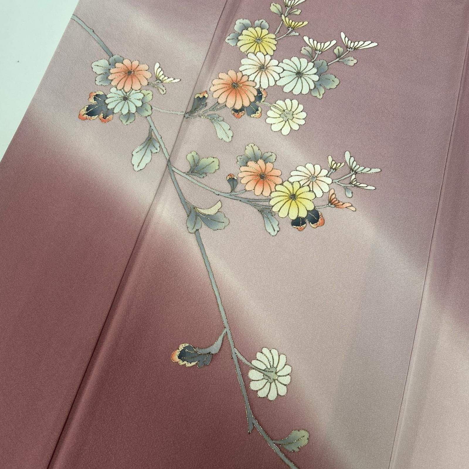 付下げ 金駒刺繍 友禅 上品な染め 紋無し 正絹 着物 MK-4592 - メルカリ