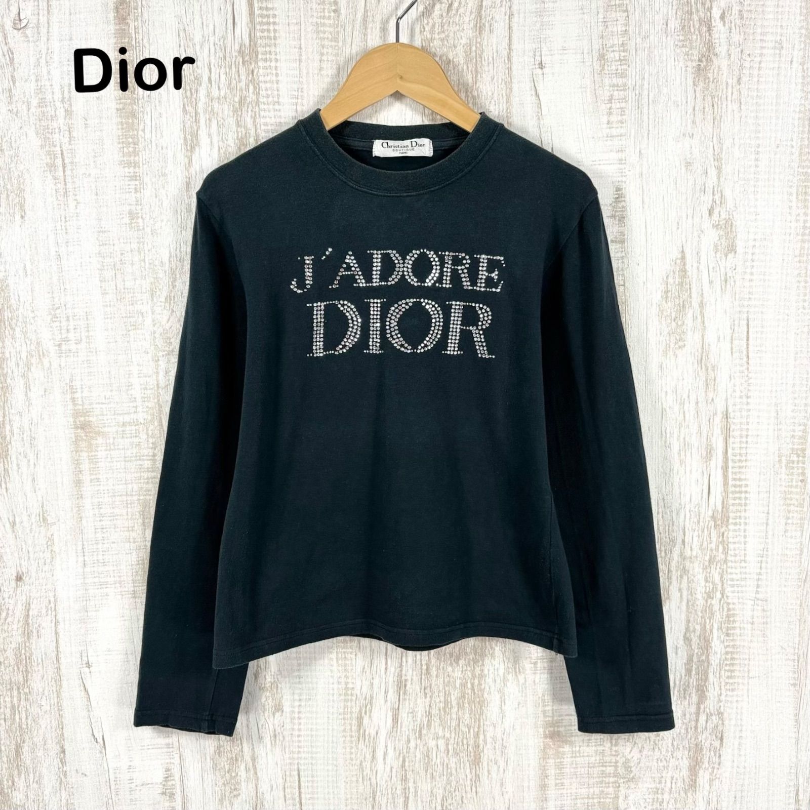 00s Christian Dior クリスチャンディオール ストーンロゴ ロンT ブラック レディース 長袖 カットソー y2k 平成ギャル