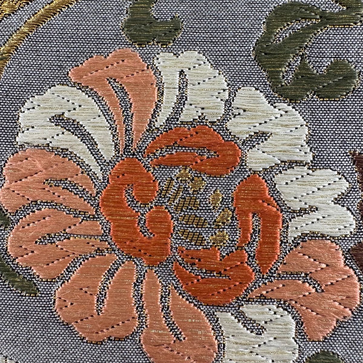 美品】 袋帯 秀品 花唐草 蜀江華文 唐織 箔 黒 六通 正絹 【中古