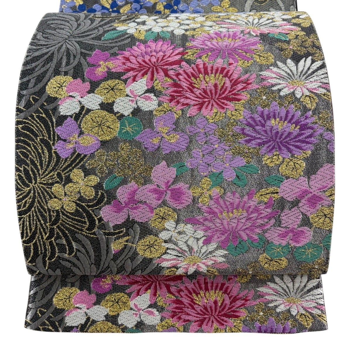 袋帯 名品 百々世草子 スイレン 枝花 金糸 灰紫 六通 正絹 【】 【公式