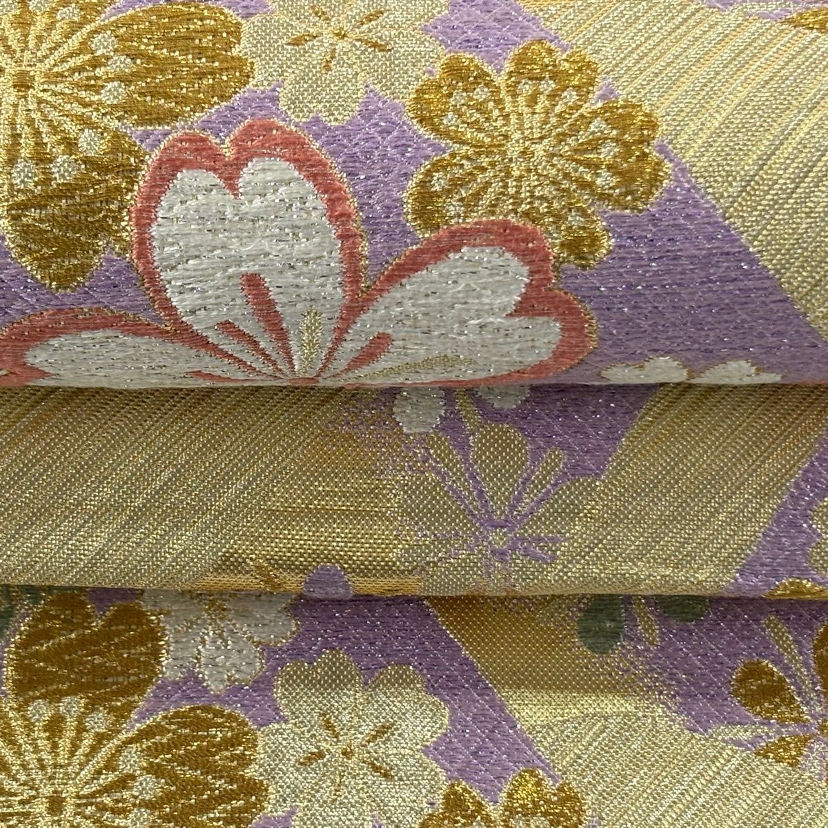 袋帯 秀品 桜 波 金糸 箔 金色 六通 正絹 【中古】 - メルカリ