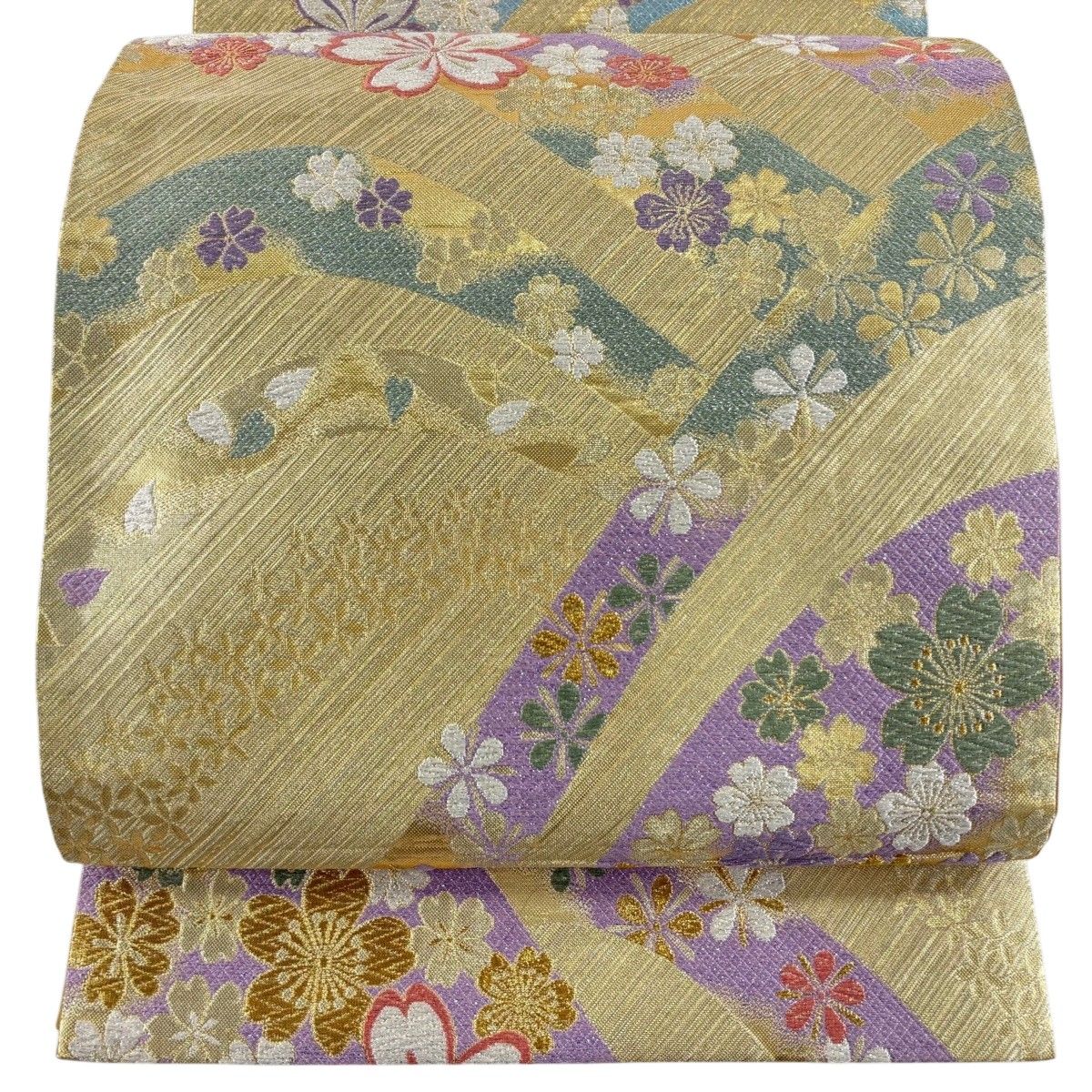 袋帯 秀品 桜 波 金糸 箔 金色 六通 正絹 【中古】 - メルカリ
