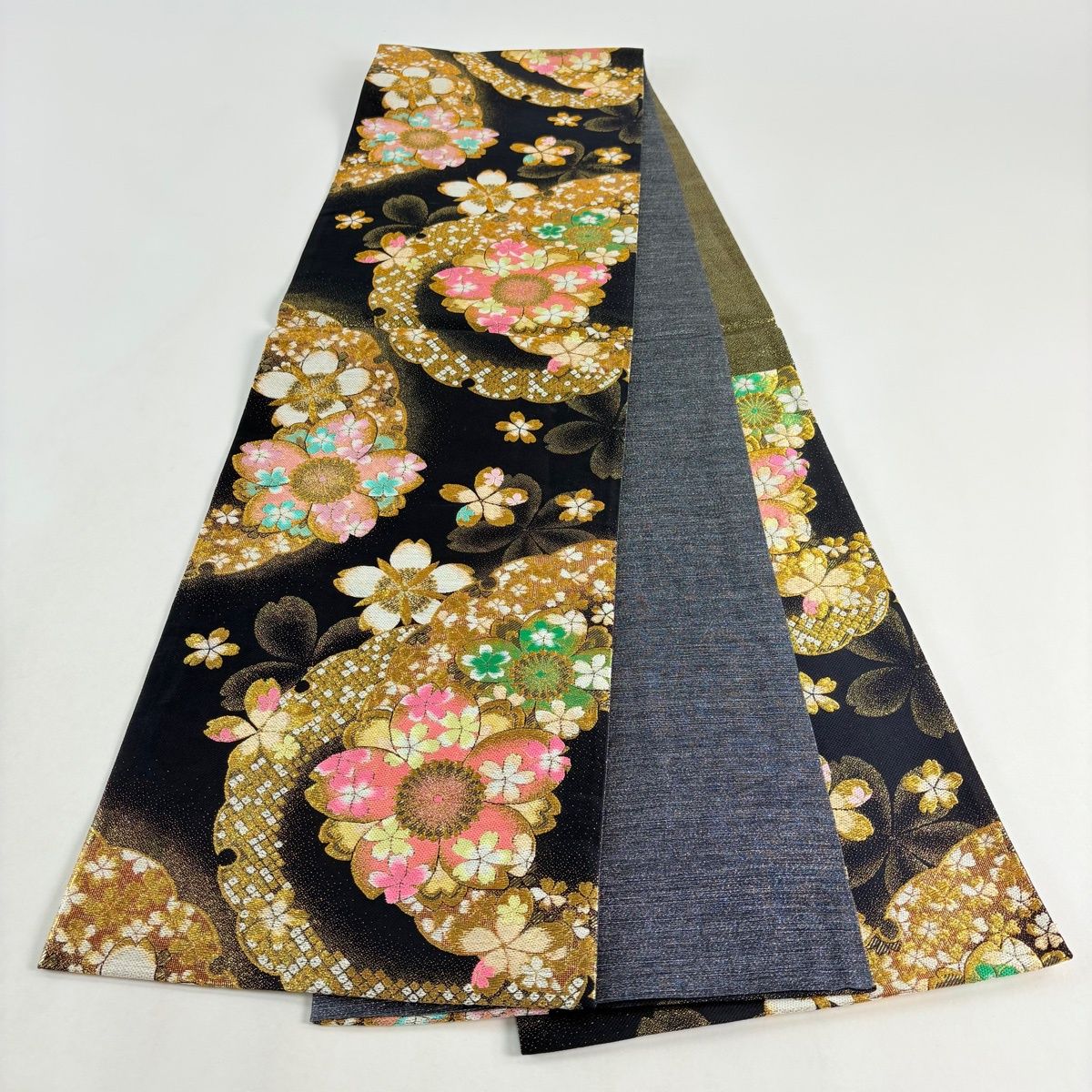袋帯　華優雅　鞠模様　雪輪　菊唐花　亀甲　紗綾形　鹿の子　金糸　帯　033k 袋帯 華優雅 鞠模様 雪輪 菊唐花 亀甲 紗綾形 鹿の子 金糸 帯 033k