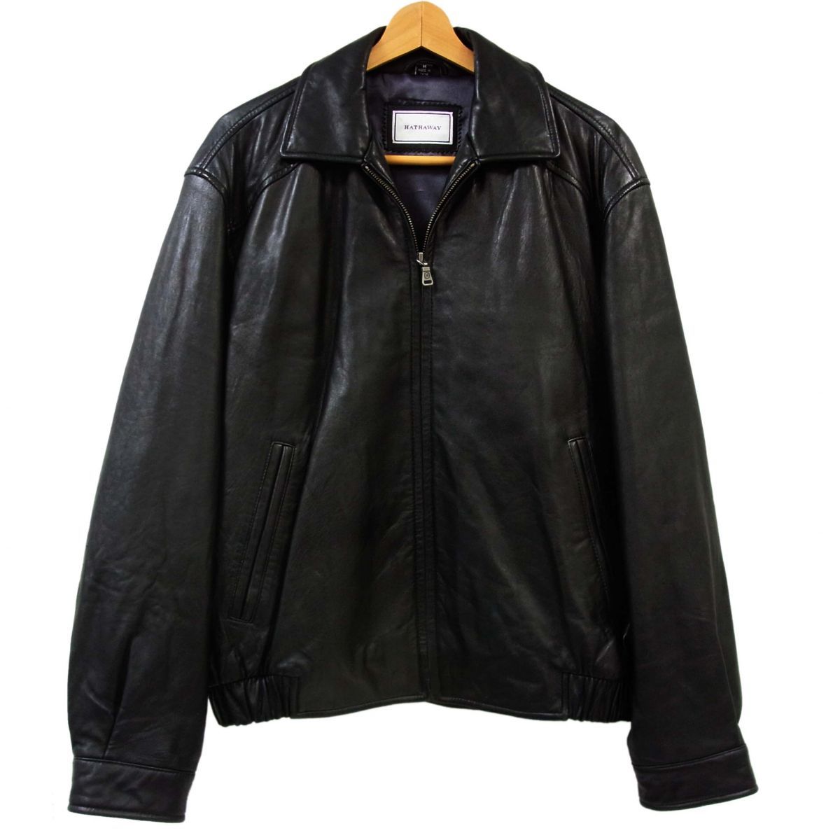 90s◇HATHAWAY ハサウェイ レザージャケット 本革 ブルゾン メンズ