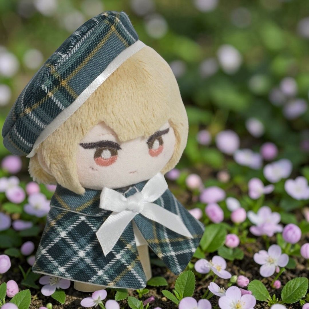 10cm〜12cmぬい服 春色チェックのケープ+ベレー帽セット | Buyee日本