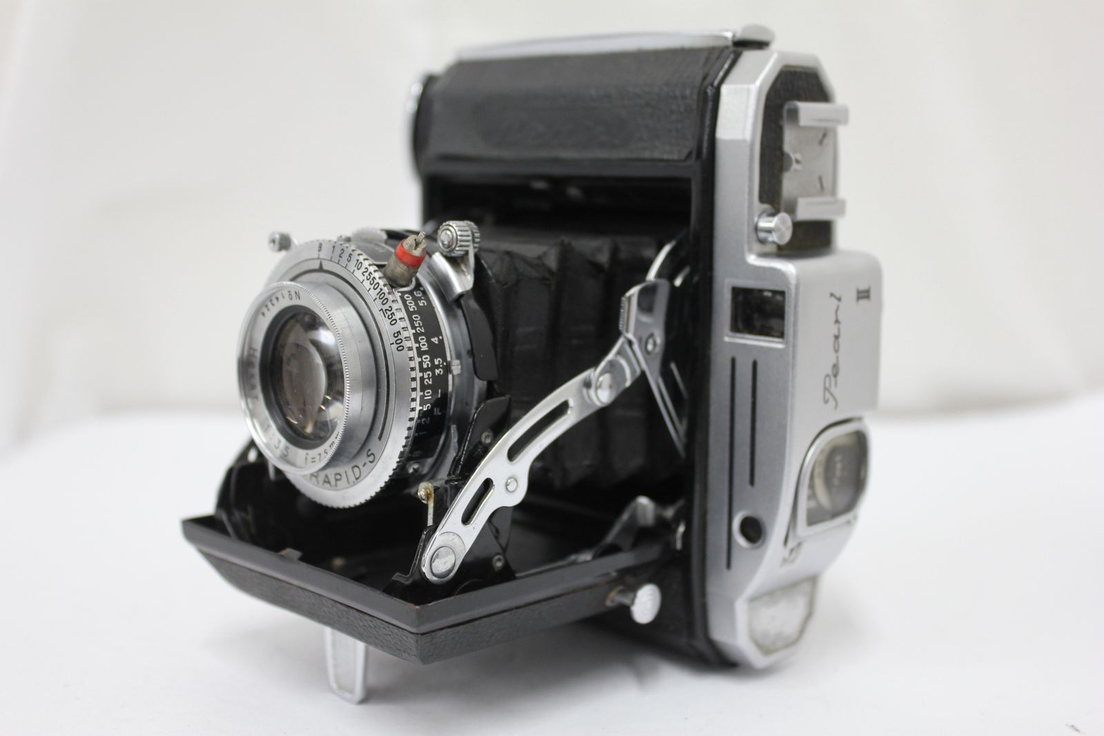 訳あり品】 小西六 Pearl II Hexar 75mm F3.5 蛇腹カメラ e5866