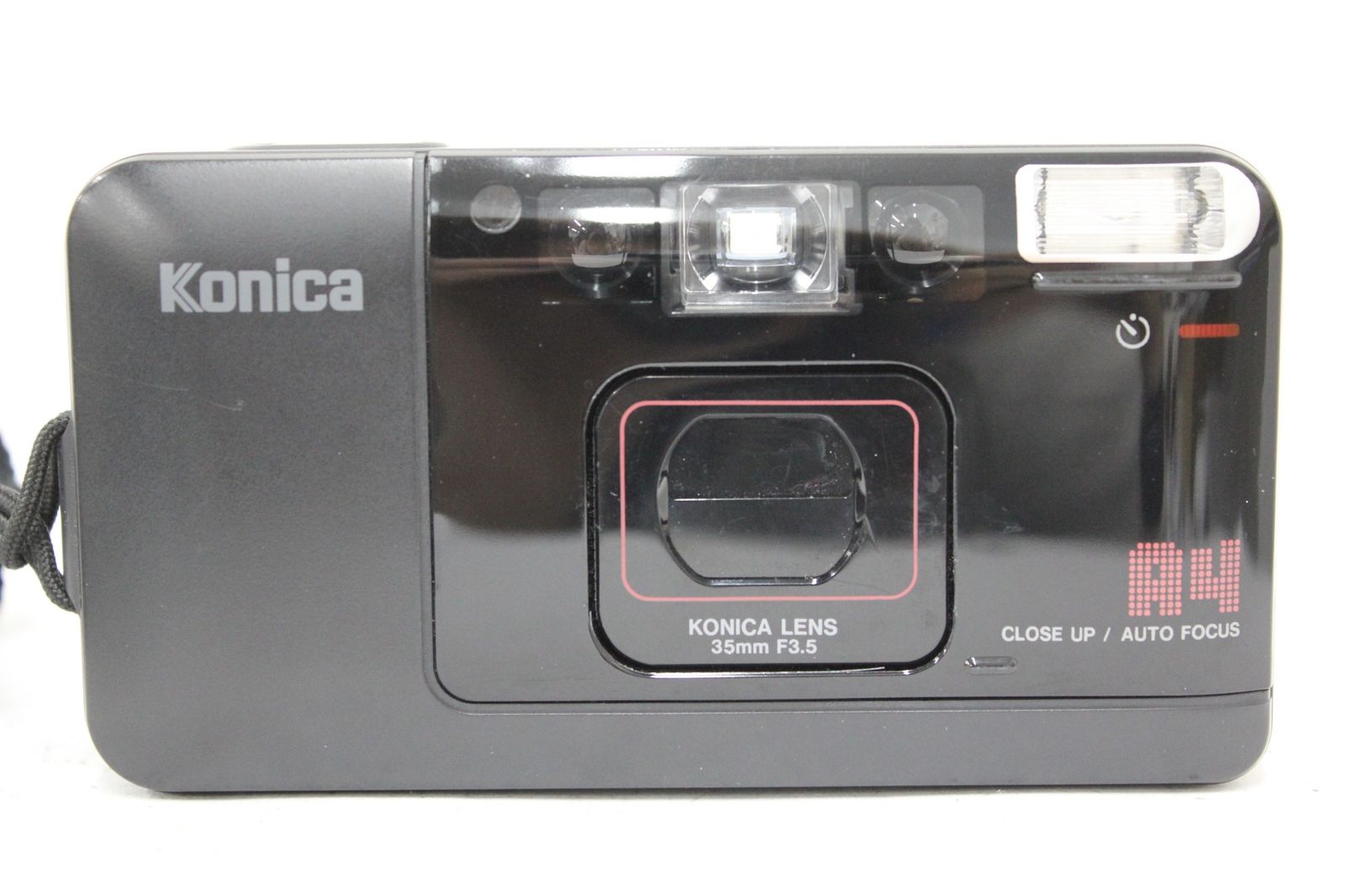 返品保証】 コニカ KONICA A4 ブラック 35mm F3.5 コンパクトカメラ