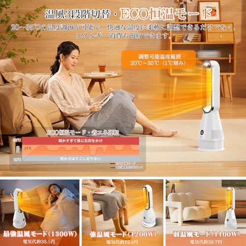 セラミックヒーター【2025革新冷暖兼用・1台6役・羽根なし扇風機・ECO