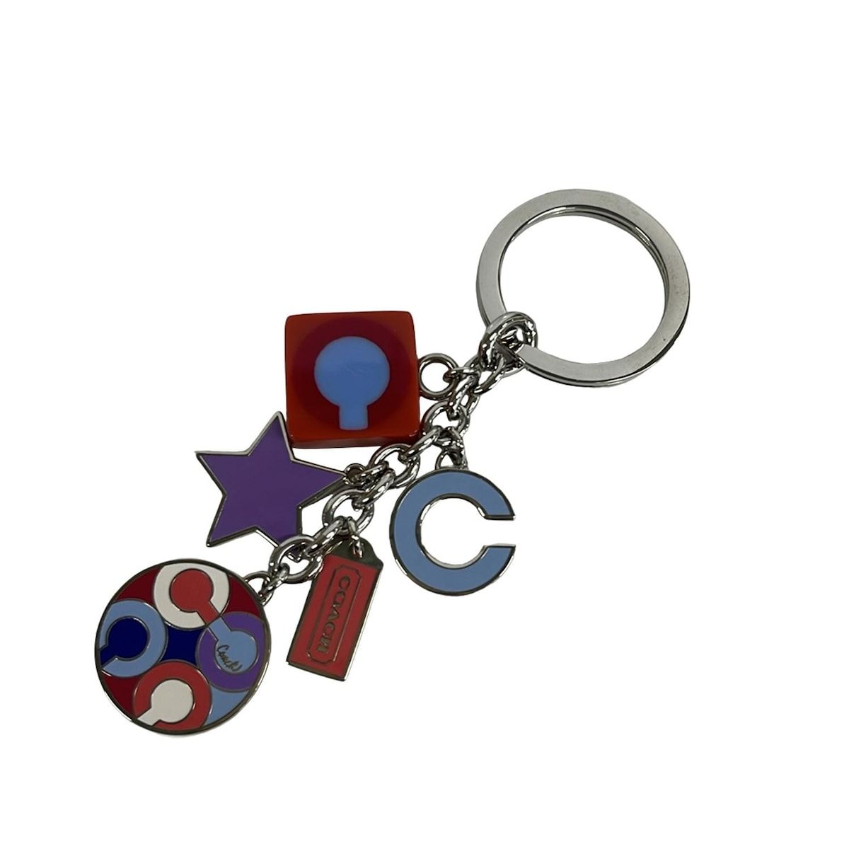 COACH(コーチ) キーホルダー(チャーム)美品 - シルバー×ピンク×マルチ