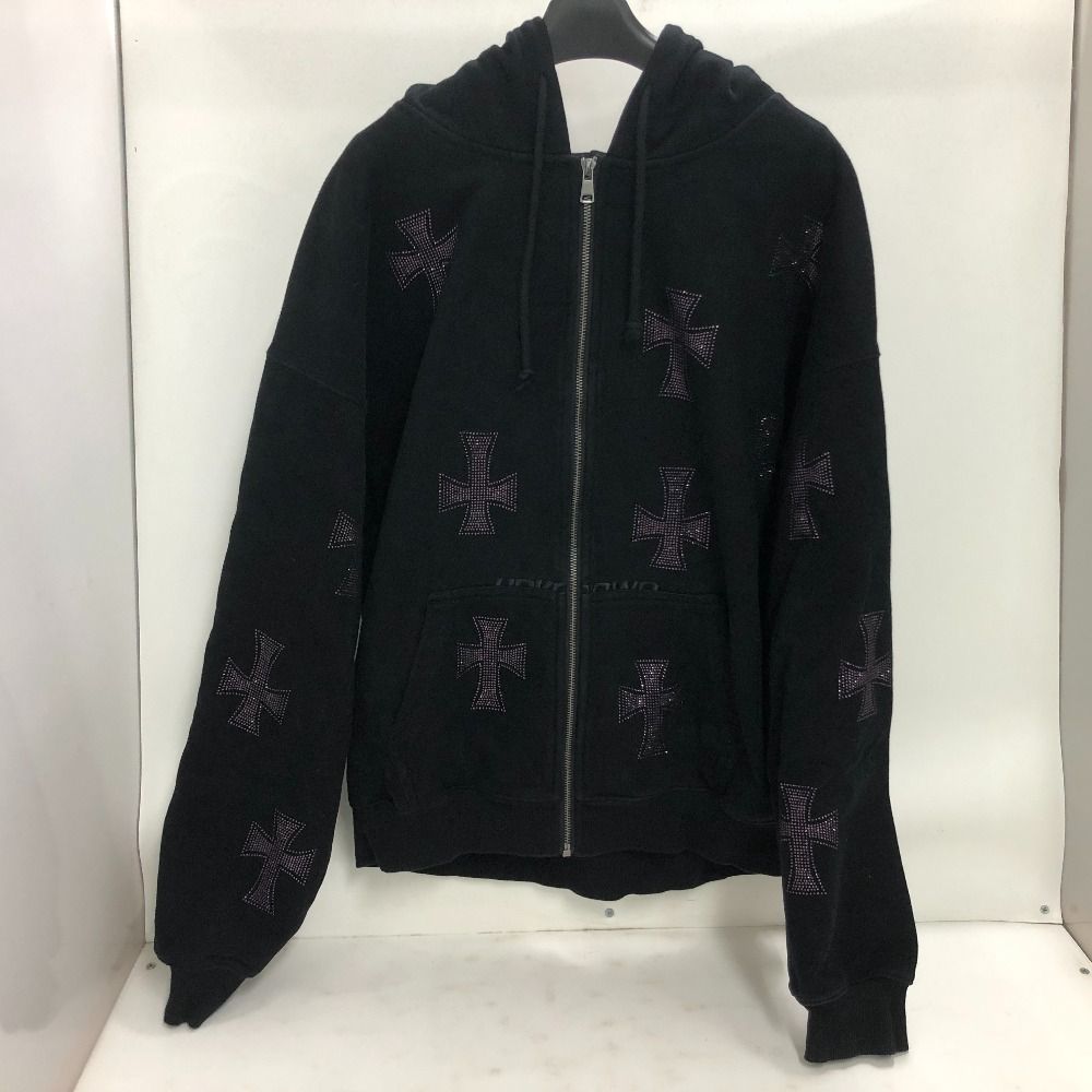 02w23434 UNKNOWN アンノウン クロスラインストーン ジップパーカー