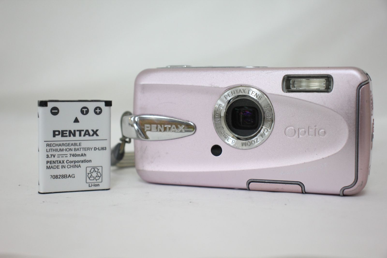 返品保証】 ペンタックス Pentax Optio W30 ピンク 3x バッテリー付き 