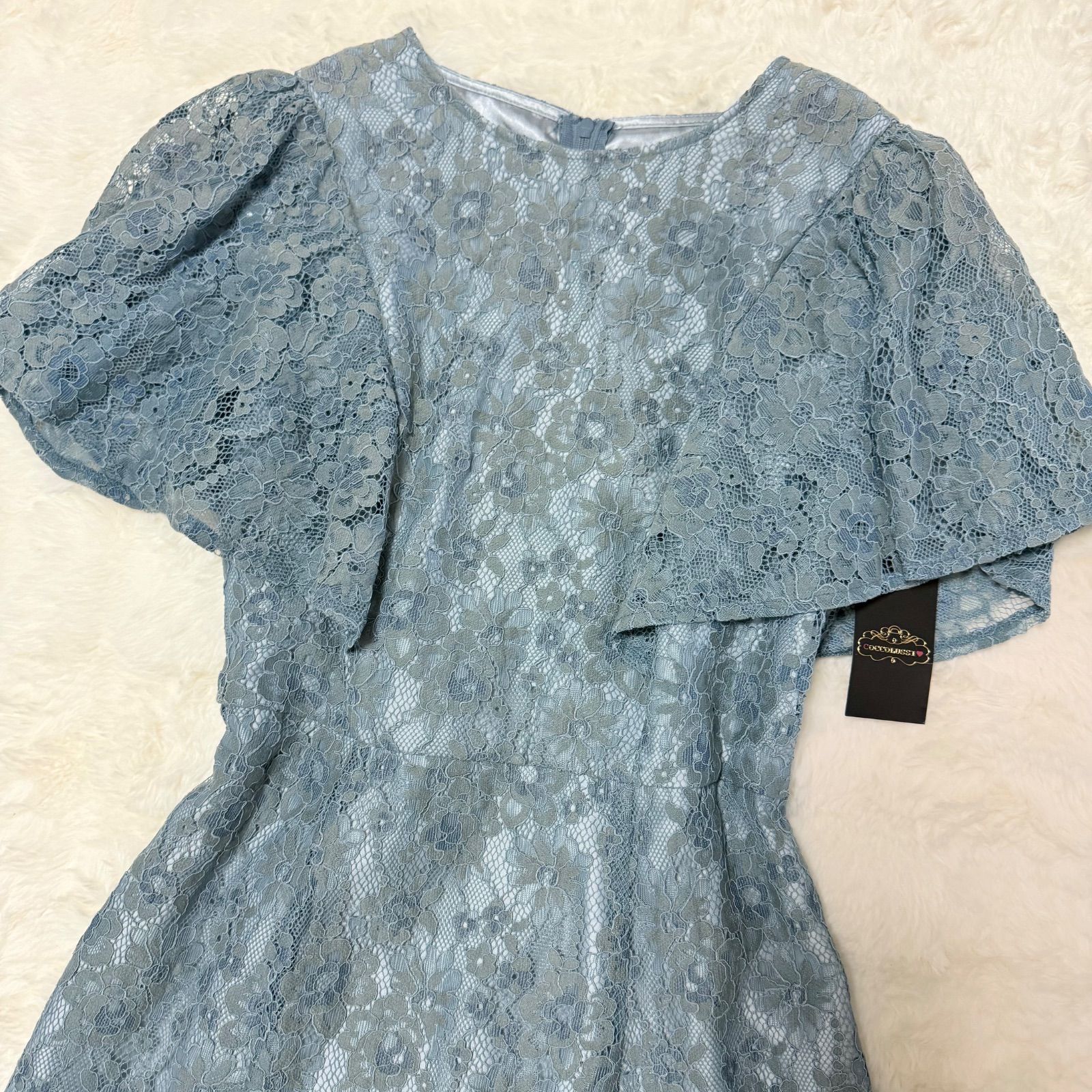 東京ソワール COCCOLUSSI 総レース パーティードレス 9AR M ブルー