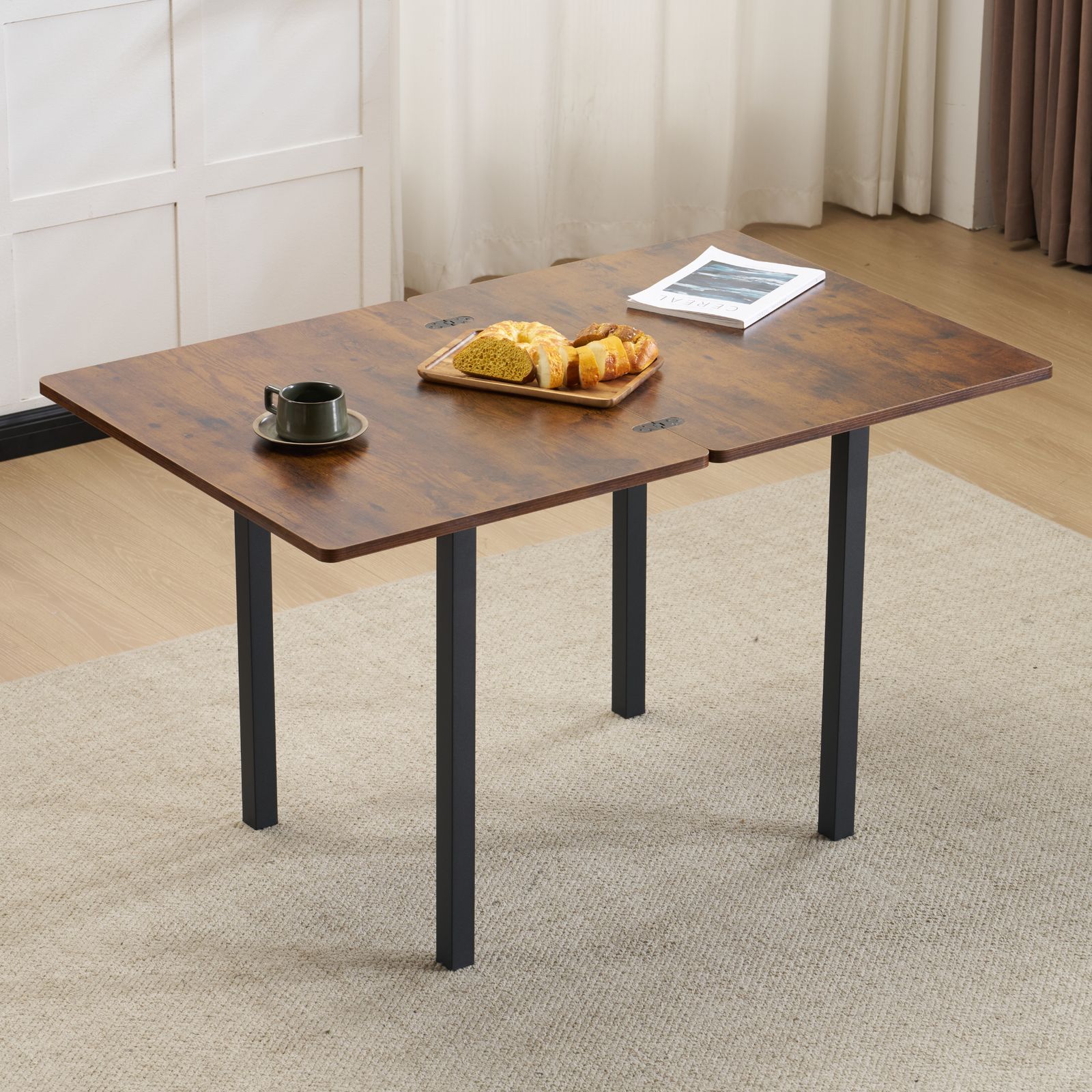 全新品 【テーブル単品】ダイニングテーブル 天板が広げる 幅75 