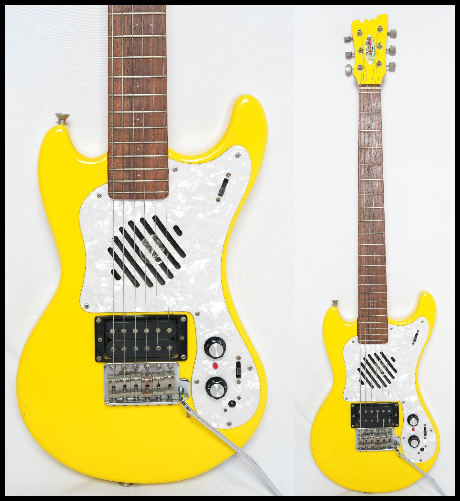 ☆MarineRider☆モズライトシェイプ YELLOW アンプ内蔵 ミニギター