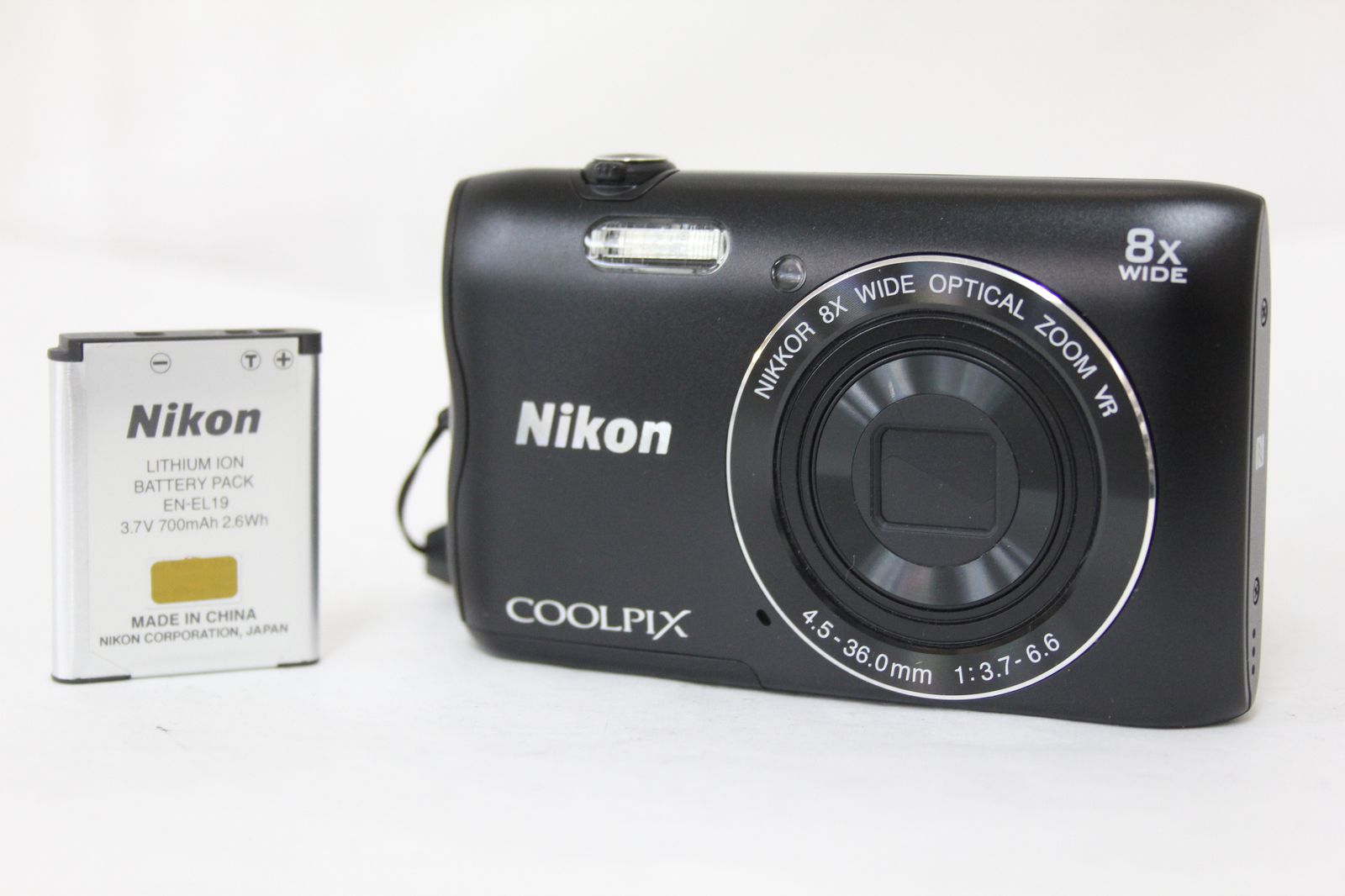 美品 返品保証】 ニコン Nikon Coolpix A300 ブラック 8x バッテリー 