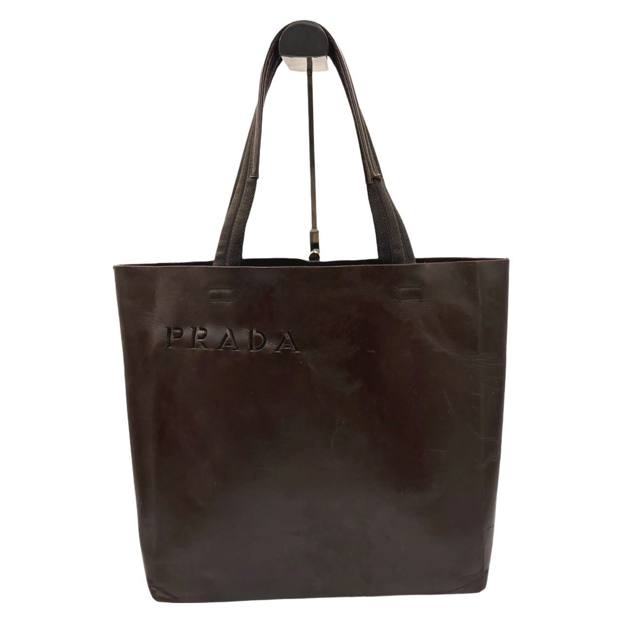 希少✤【PRADA／プラダ】トートバッグ ポーチ付き 型抜きロゴ レザー 