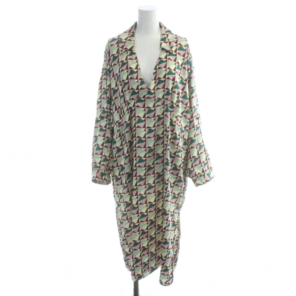 ザラ ZARA ワンピース M アイボリー 幾何学模様 Vネック 長袖 /AB □OS