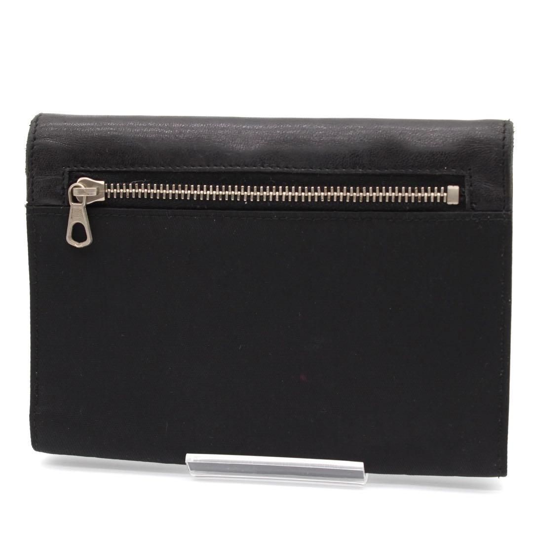 良品】PRADA 三角ロゴプレート 三つ折り財布 ナイロン レザー ブラック