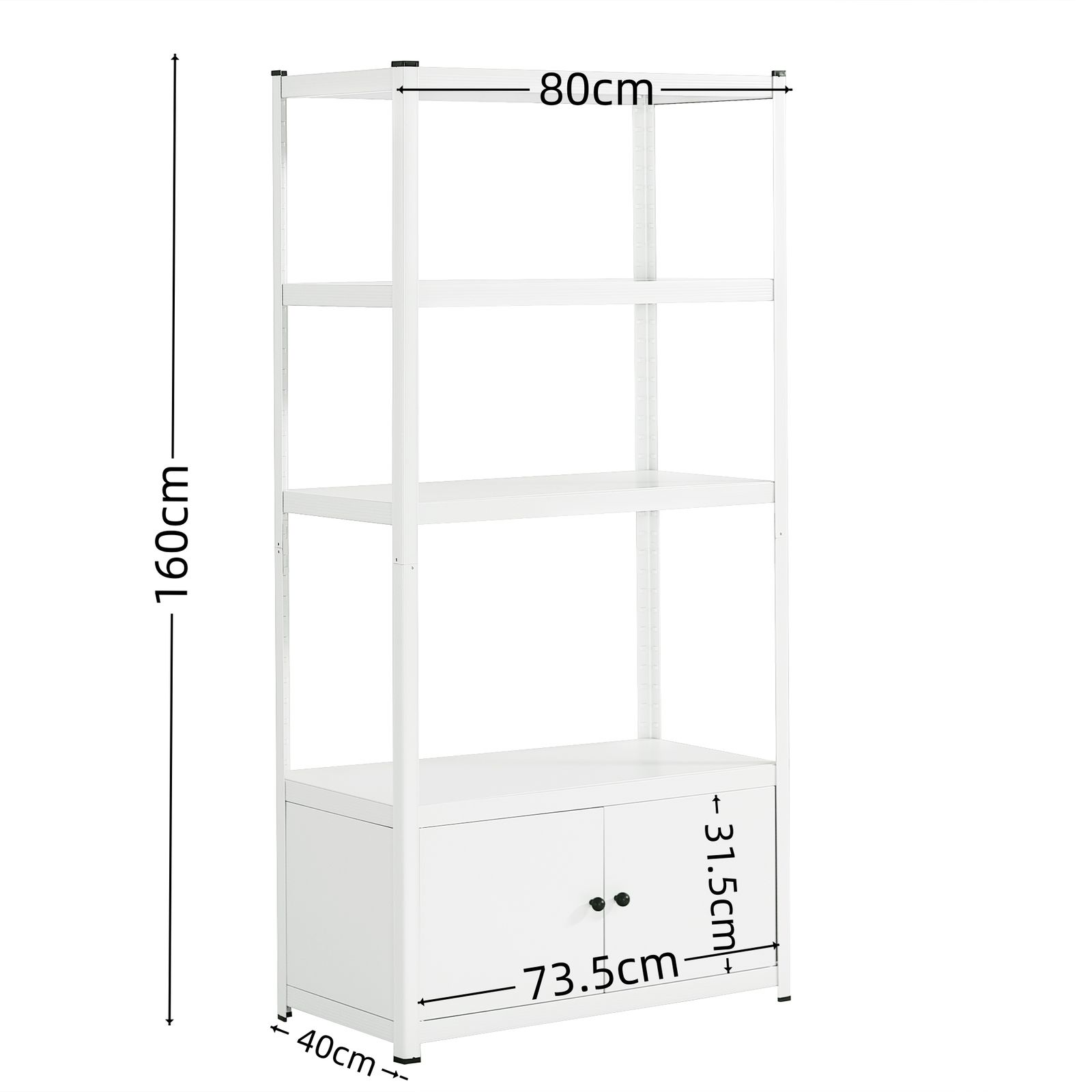 全新品 【幅80cm奥行40cm高さ160cm】スチールラック 高さ調整可能 扉