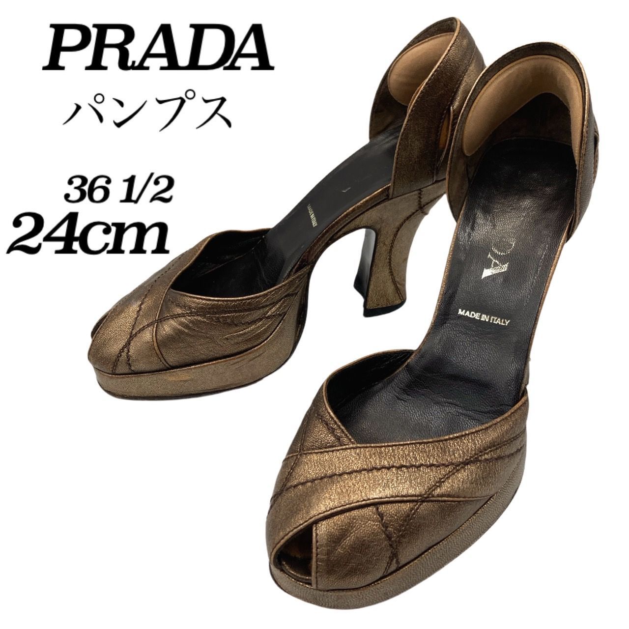 希少✤【PRADA／プラダ】 パンプス／ハイヒール オープントゥ レザー