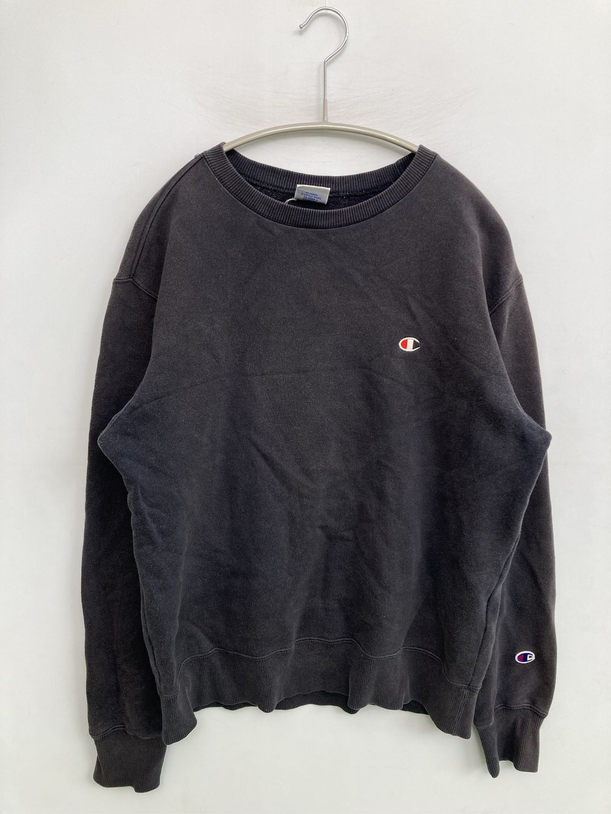 Champion チャンピオン スウェット LARGE ブラック コットン スウェット 無地 ワンポイント ブランドロゴ 長袖