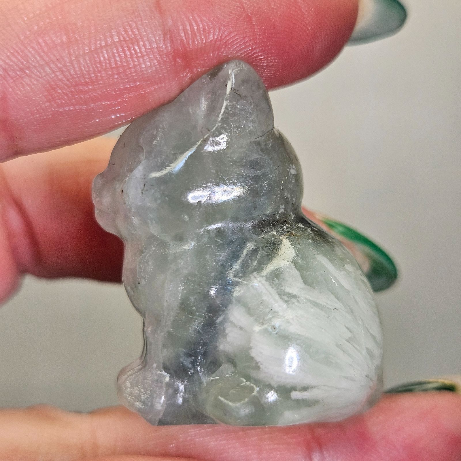 エンジェルフェザーフローライト 猫 カービング - メルカリ