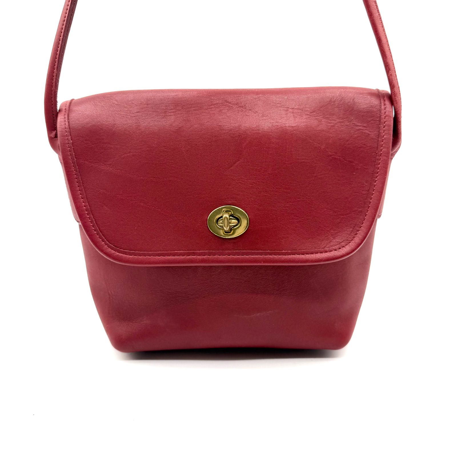 良品】OLDCOACH y2k 80s Vintage red leather shoulder bag オールド