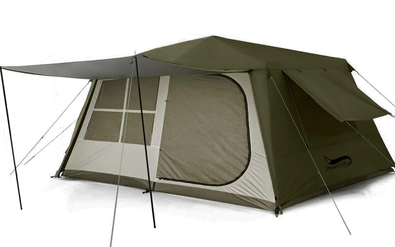 ◇DesertFox テント大型 2?6人用 ?簡単設営 ロッジ型 高さ185cm/200cm