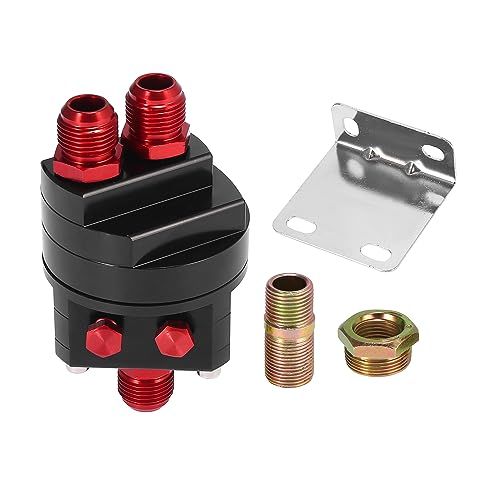 新品 X AUTOHAUX オイルブロック サンドイッチ オイルブロックフィルター 油圧ゲージセンサーフィッティングアダプター AN10 ユニバーサル センターボルト 3 / 4x16UNF M20x1.5 ブラック レッド