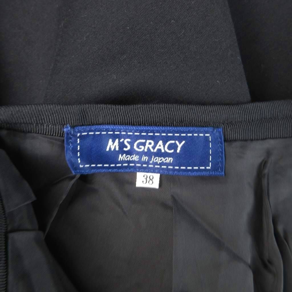 エムズグレイシー M'S GRACY タックフレアスカート 38 黒 ブラック