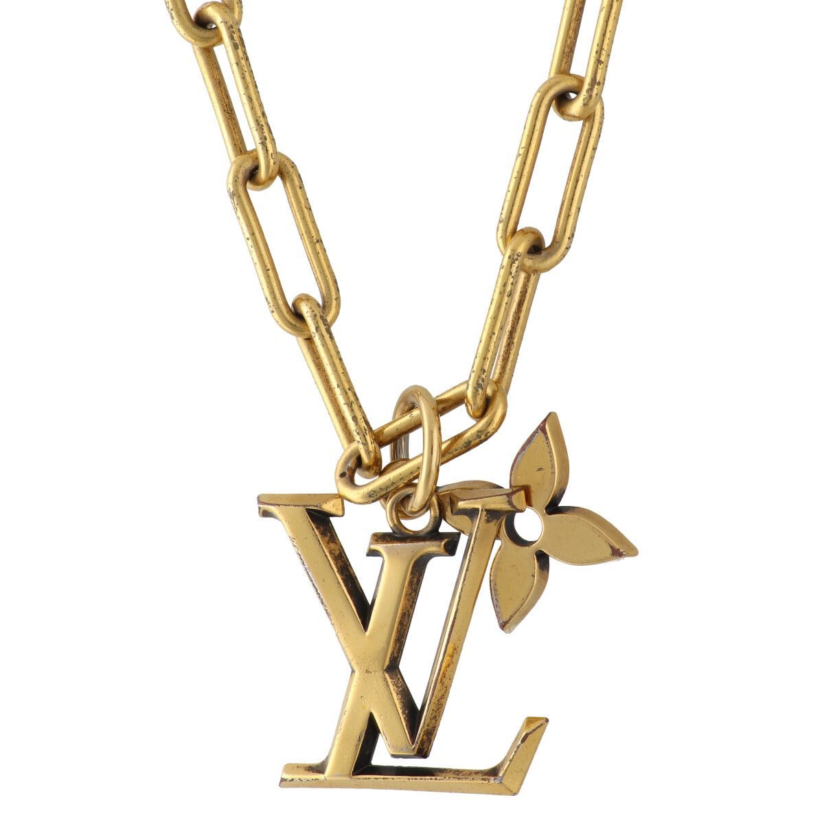 【中古】 LOUIS VUITTON ルイ・ヴィトン コリエ LVフラワー MP2890 ネックレス ゴールド モノグラム LVロゴ アンティーク風 メンズ レディース 25031957 MK 中古】 LOUIS VUITTON ルイ・ヴィトン コリエ LVフラワー MP2890