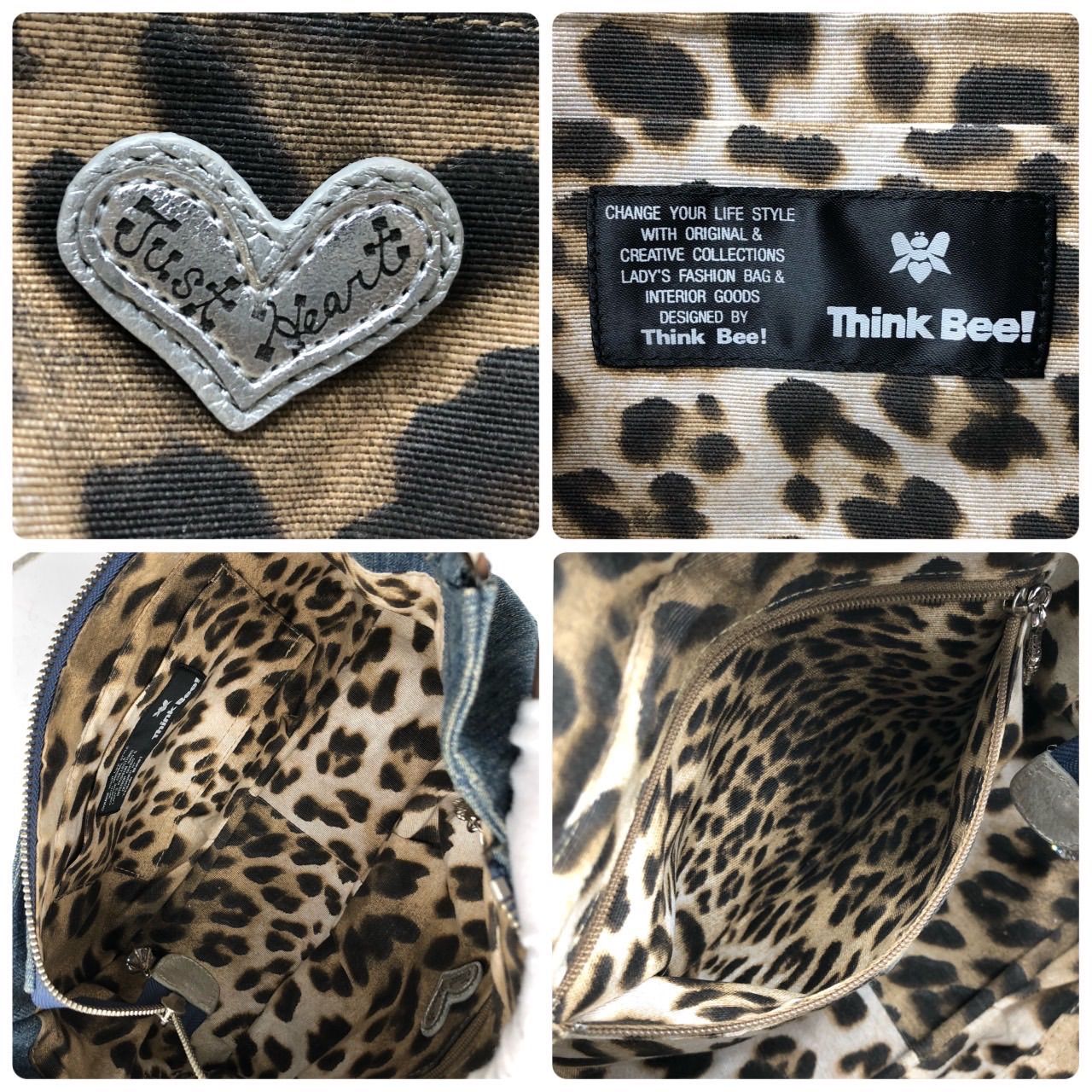 Think Bee! シンクビー デニム ハンドバッグ ビジュー 星 レオパード