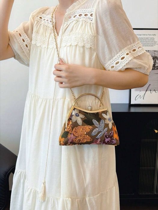 バッグ レディース ドレスバッグ 刺繍フローラル チュール